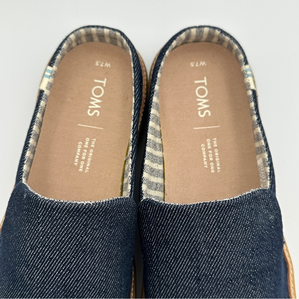 Toms Women’s Sunrise Navy Denim Blue Slip On Mules Size 7.5 - Picture 5 of 10